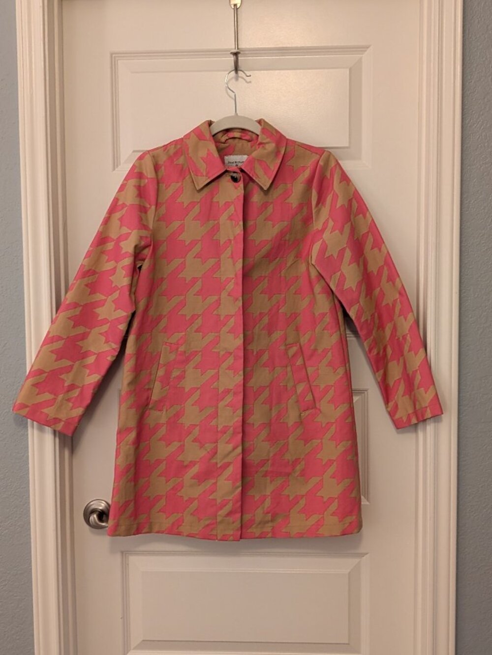 Isaac Mizrahi for Target 20th Anniversary Houndstooth Coat | XS | Pink & Tan - Picture 1 of 8
